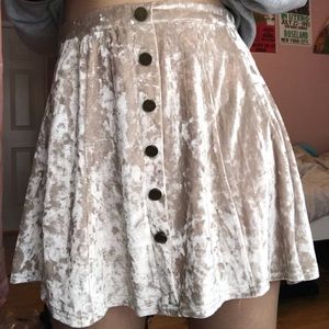 Silver Crushed Velvet Skater Skirt